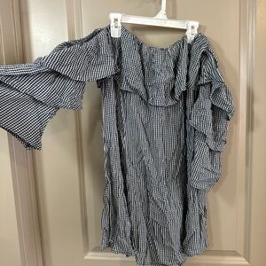 Gingham Ruffle Off the Shoulder Dress